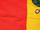 the flag of the republic of guinea is displayed on a table