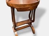 an image of a wooden table with a tray on it