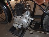 a motorcycle that is parked in a garage