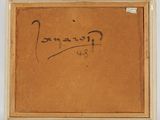 an image of a painting of a man ' s handwriting on a piece of cardboard