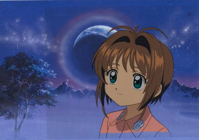 une image d'anime représentant une jeune fille aux cheveux longs qui regarde la lune