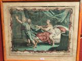 deux tableaux encadrés représentant une femme et un homme sur un lit