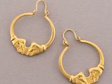 gold plated hoop earrings with a design of flowers and leaves