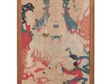 an oriental painting of a woman with a dragon on her back