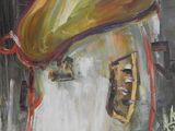 a painting of a banana hanging on a wall