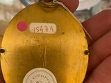 a person holding a small gold object in their hand