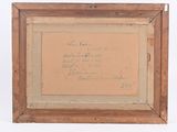 an old picture of a wooden frame with writing on it