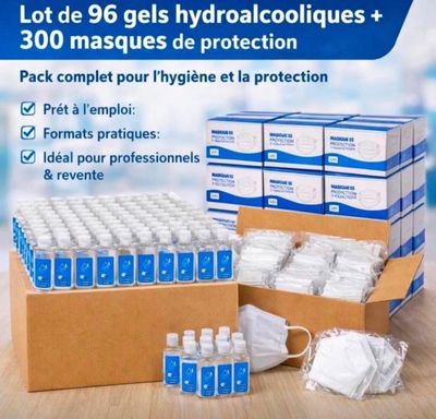 lot de 6 gels hydroalcooliques + 30 ampoules de protection