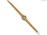 an image of a gold wrist watch with roman numerals on it