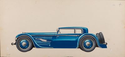 dessin représentant une voiture bleue sur fond blanc, entourée d'une bordure noire