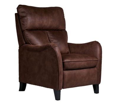 a brown leather recliner chair on a white background