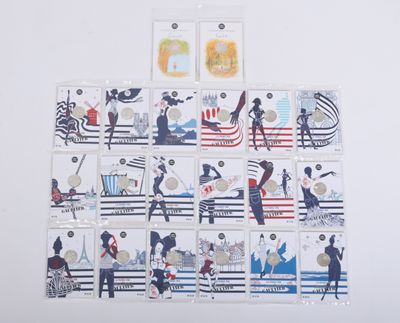 a lot of stamps that have pictures of people on them