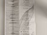 a menu for a men ' s care pure product on the table