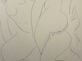 a drawing of a nude woman sitting on a chair