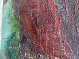a picture of a painting of an owl on a window sill