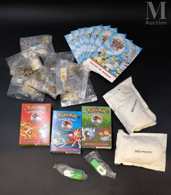 the contents of a pokemon trading card game are laid out on the table