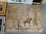 a painting of a man on a horse and a woman on a horse