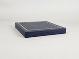 navy blue leatherette box with silver trim