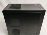 a close up of a black computer case on a white background