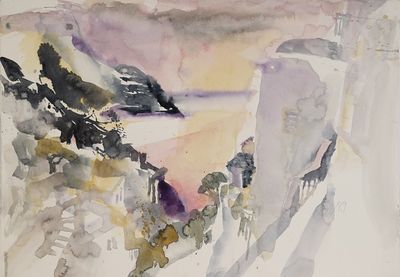 une aquarelle représentant un oiseau perché sur un arbre