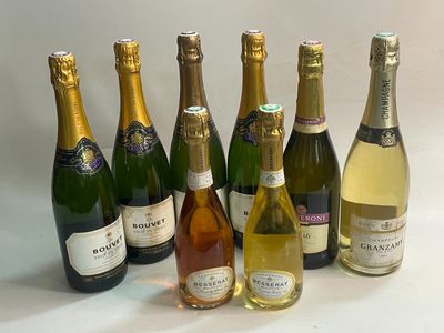 8 flacons 4 bts : BRUT DE LOIRE BOUVET, 1 bt : CHAMPAGNE GRA…