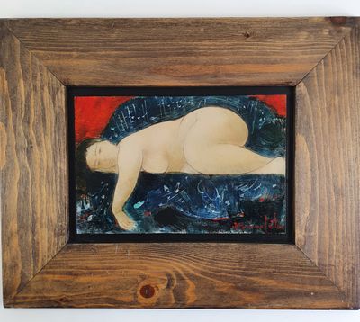 Alain BONNEFOIT (né en 1937) : "Niam" Huile sur panneau. Signée en bas