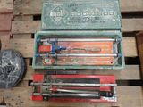 a box of tools sitting on a pallet on the floor