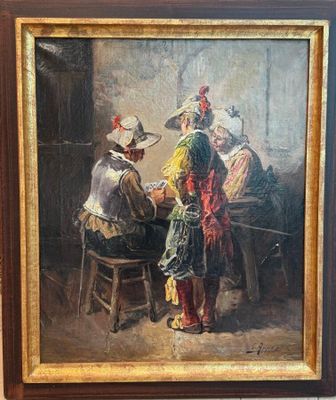 Ecole Française (XIXème siècle) "La partie de cartes", huile…