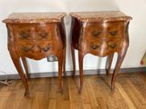 pair of french louis xv style marble top commodes