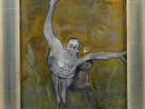une peinture à l'huile représentant un homme tenant une femme dans ses bras