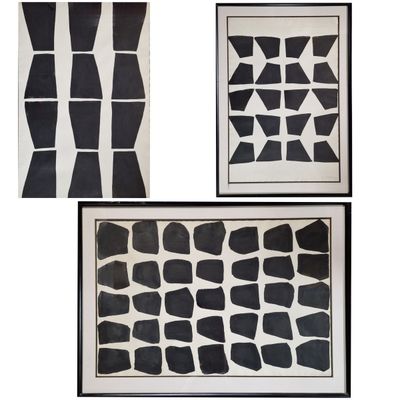 ECOLE CIRCA 1960 Compositions en noir TROIS ENCRES DE CHINE …