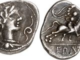 a close up of a coin with a horse on it