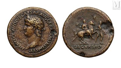an ancient coin with a woman on a horse and a man on a horse