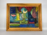 an image of a painting on a white wall with a wooden frame
