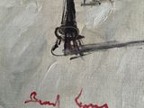 painting of a painting of a street light in a snowy city