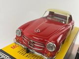 a red toy car sitting on top of a book