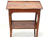 an image of a small wooden table with a shelf underneath it