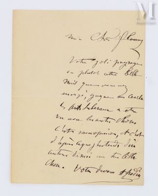 une lettre écrite à l'encre noire sur une feuille de papier jaune