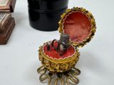 a small box with an elephant on it sitting on a table