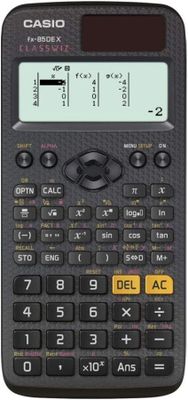 a close up of a calculator on a white background