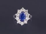 a sapphire and diamond cluster ring