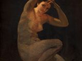 an image of a painting of a nude woman sitting on the ground