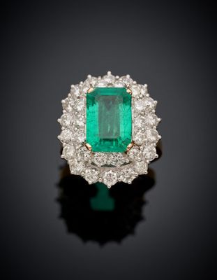 an emerald and diamond ring