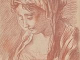 un dessin représentant une femme portant un foulard