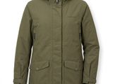 a women ' s parka with a hood and a hood collar