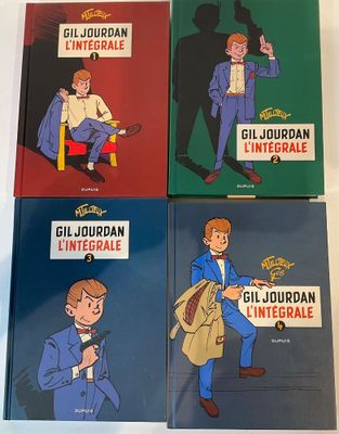four children ' s books with illustrations of a man in a suit and tie