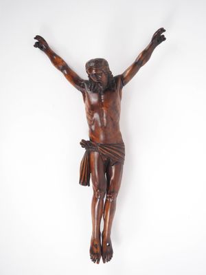 Sculpture de style Louis XIII en noyer sculpté "Christ".