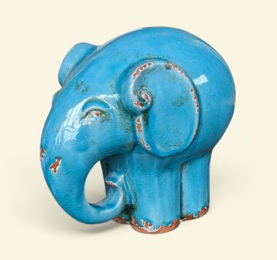 MAISON DU MONDE "Éléphant" Sculpture en grès vernissé bleu