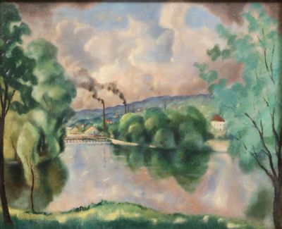 Hans EKEGARDH (1881-1962) Usines en bord de Seine