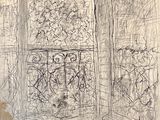 esquisses d'un dessin représentant une pièce avec une fenêtre et un chat